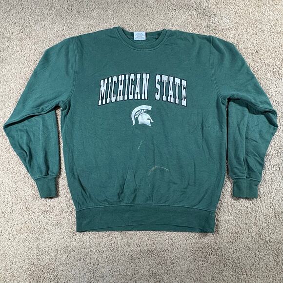 VTG Michigan State Spartans Sweatshirt Mens Sz Medium Green Stadium Athletics - Picture 1 of 7